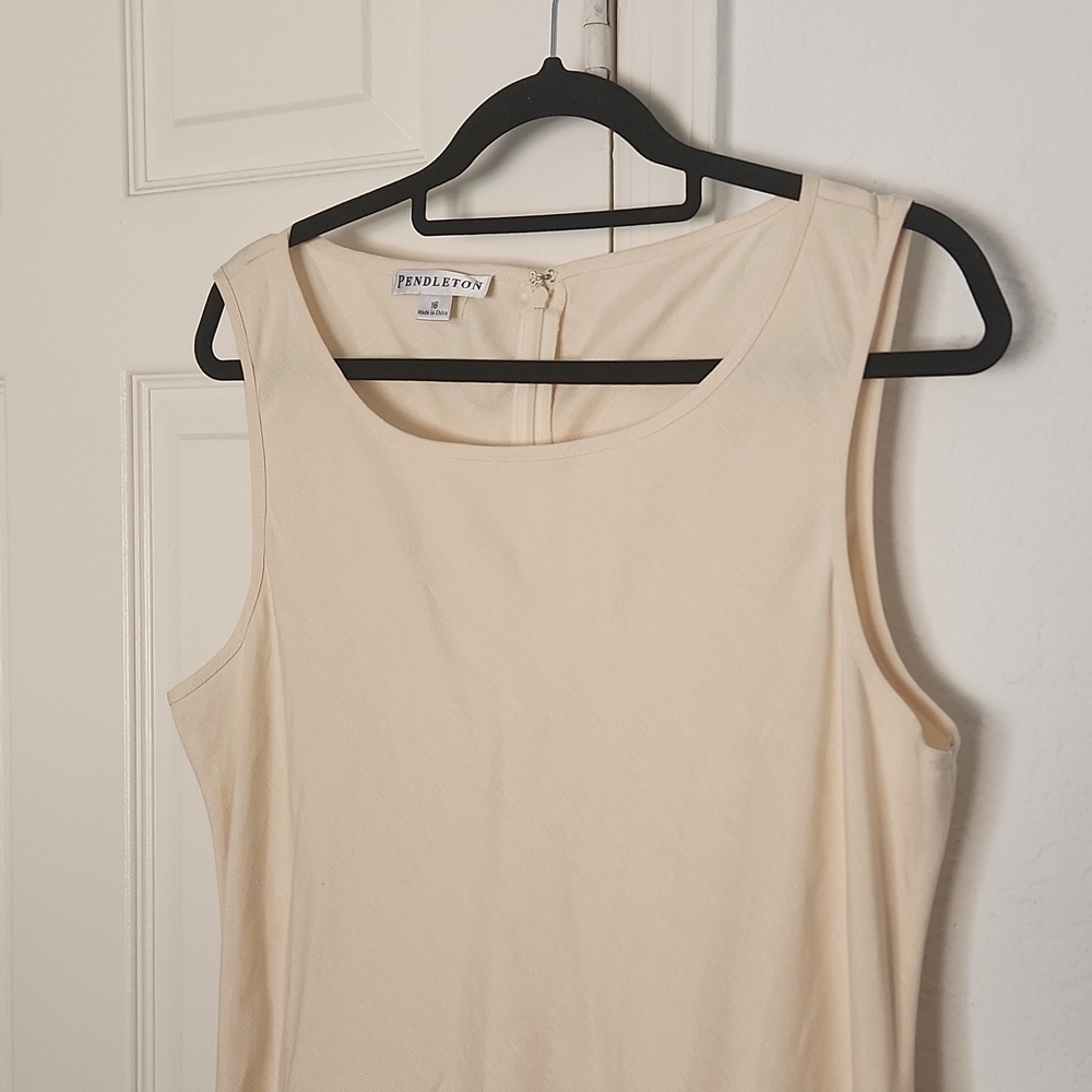 Pendleton Cream Linen Tencel Blend Sleeveless Maxi Dress Size 16 - Picture 4 of 7